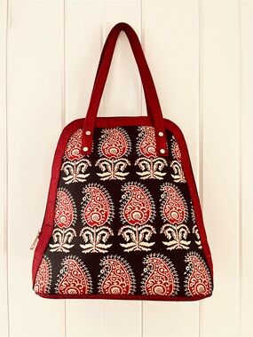 Boho Red/Black Paisley Cloth Hand Bag